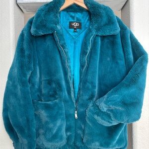 UGG Women's Vibrant Peacock Blue faux fur Jacket